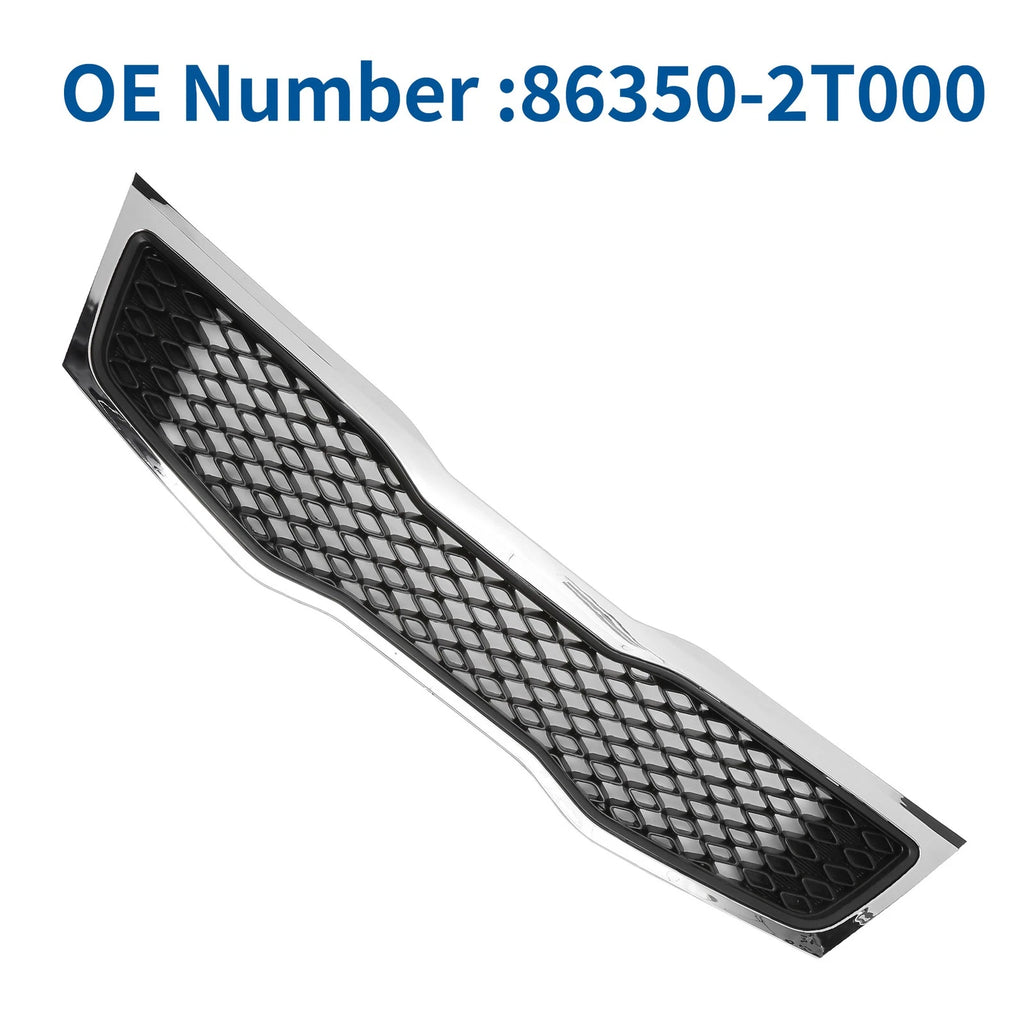 Front Upper Bumper Grille for Kia Optima (2011) Black Chrome Silver Tone