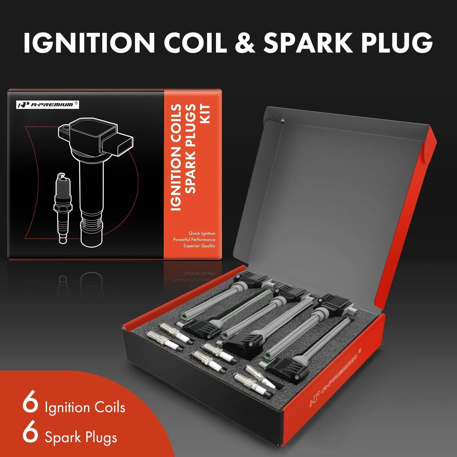 Set of 6 Ignition Coils & Spark Plugs for Ford F150 Edge