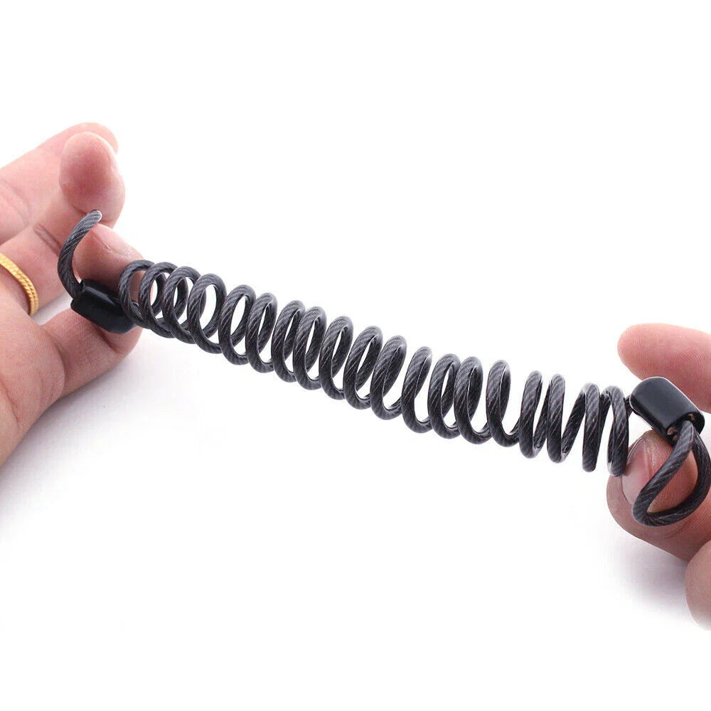 Black Motorcycle Disc Lock Security Reminder Anti-theft Rope Helmet Cable