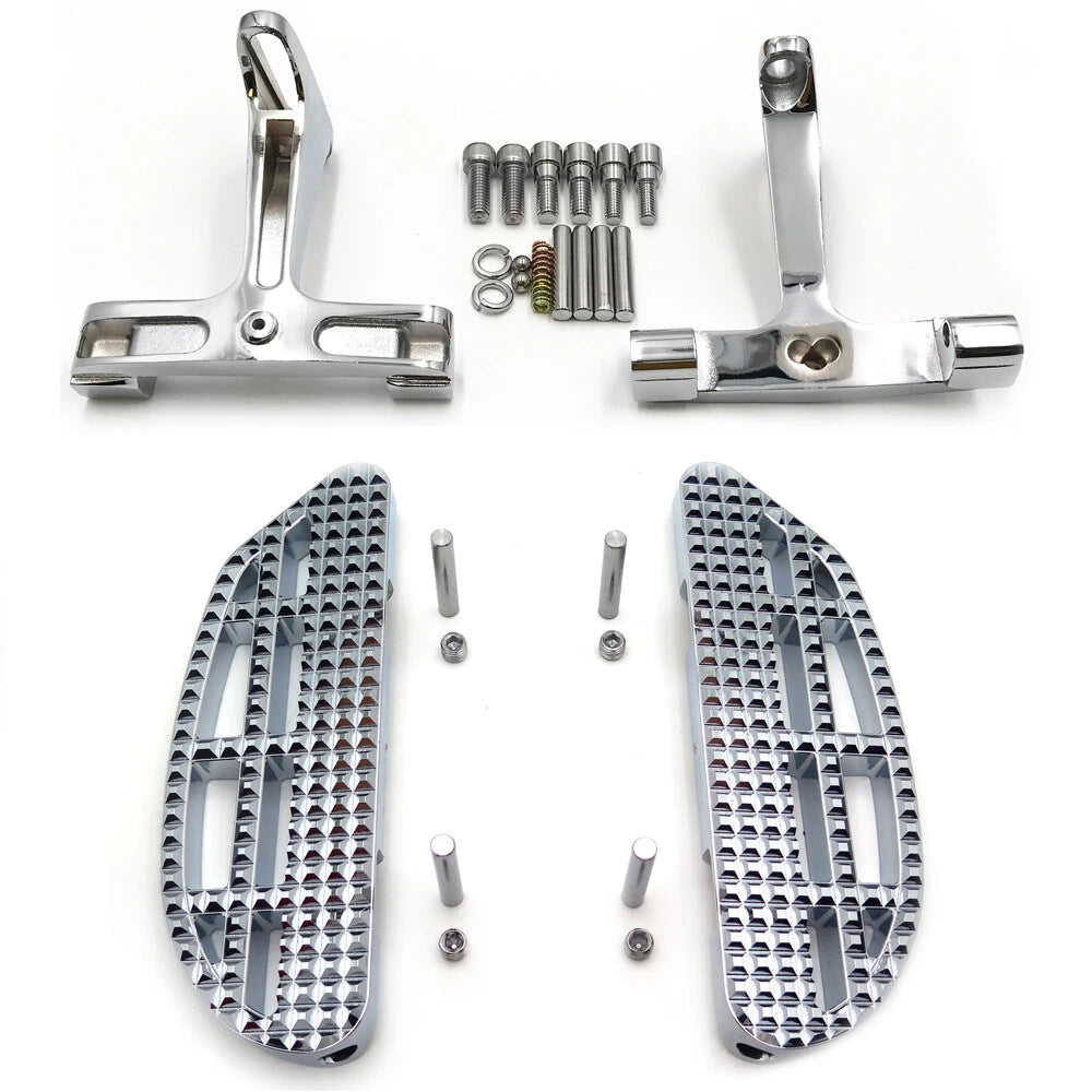 Chrome Knob Leaf Dominator Passenger Footboard for Harley Touring (1993–2019)
