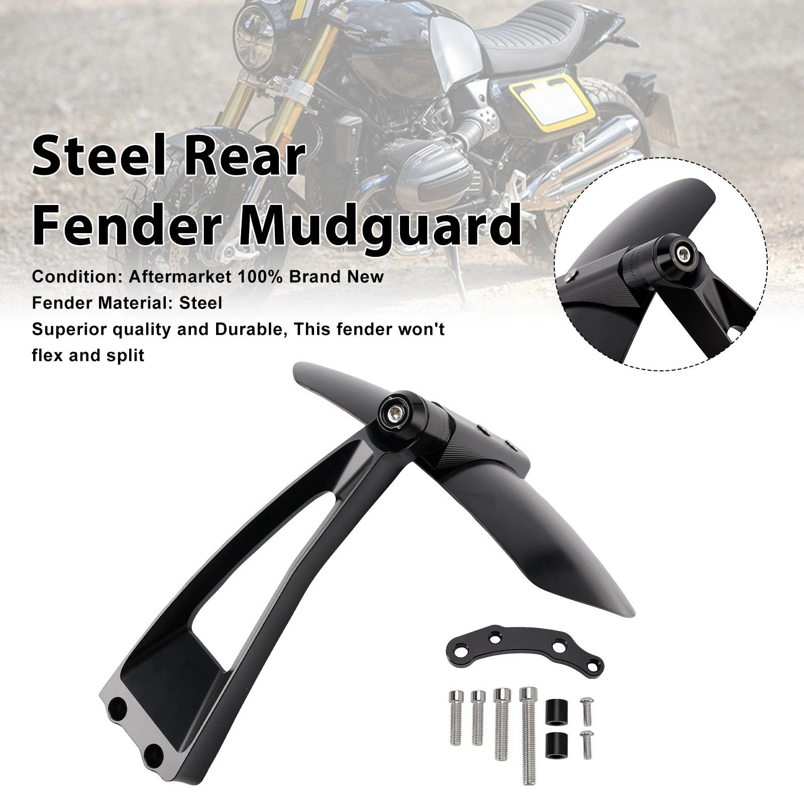 Steel Rear Fender Mudguard for BMW R12 R12S R nineT Scrambler (2014–2023)