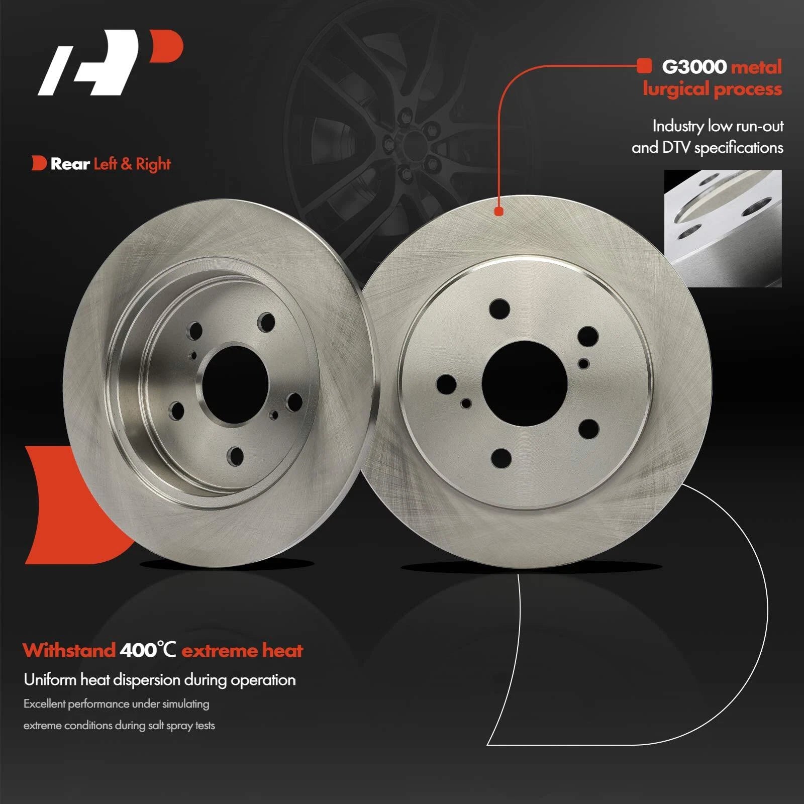 Front & Rear Disc Brake Rotors and Ceramic Pads for Toyota RAV4 (2019–2021)