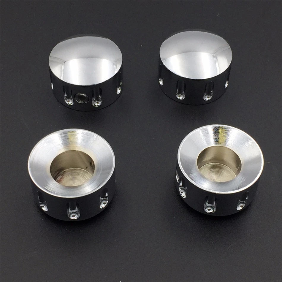 Chrome Grooved Bolt Toppers Caps for Harley Twin Cam Dyna Softail Road King