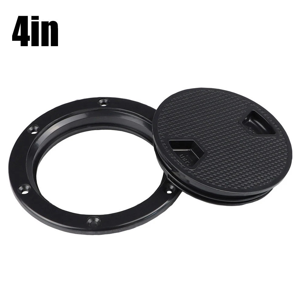 8-Inch Black Marine Grade Round Inspection Hatch with Detachable Cover