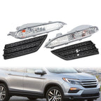 Bumper Fog Light Cover Bezel & Turn Signal Lamp Bulbs for Honda Pilot (2016–2018)