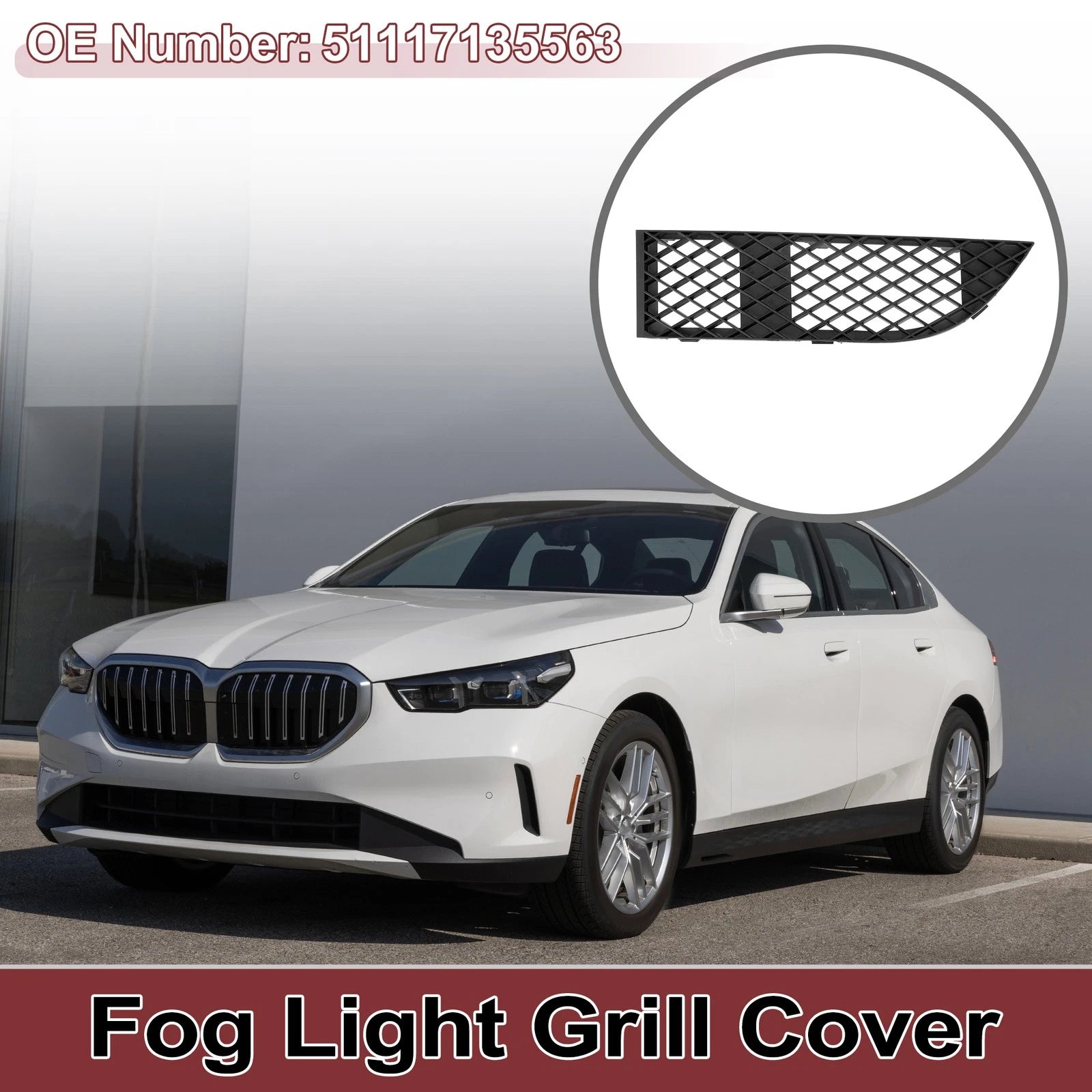 1 Pc Fog Light Grill for BMW 750Li (2006–2008) No. 51117135563 Black