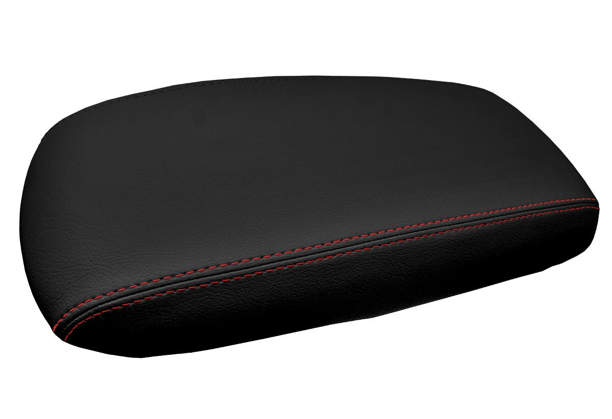 Leather Console Lid Armrest Cover for Ford Escape (2001–2004) Red Stitch