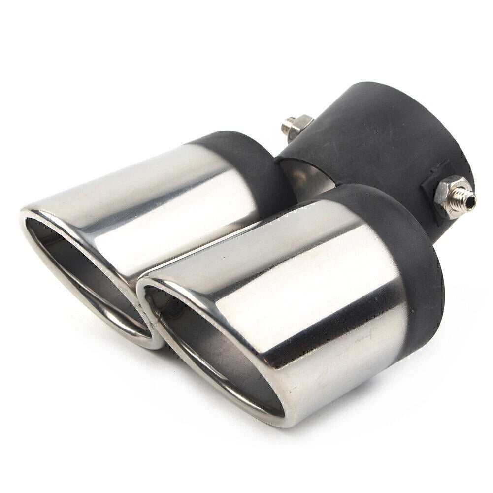 Dual Rear Exhaust Pipe Trim Tip for Universal Fit (Stainless Steel)