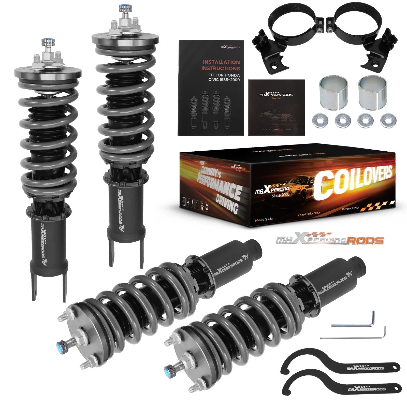 24 Level Adjustable Coilovers Lowering Kit for Honda Civic (1992–2000)