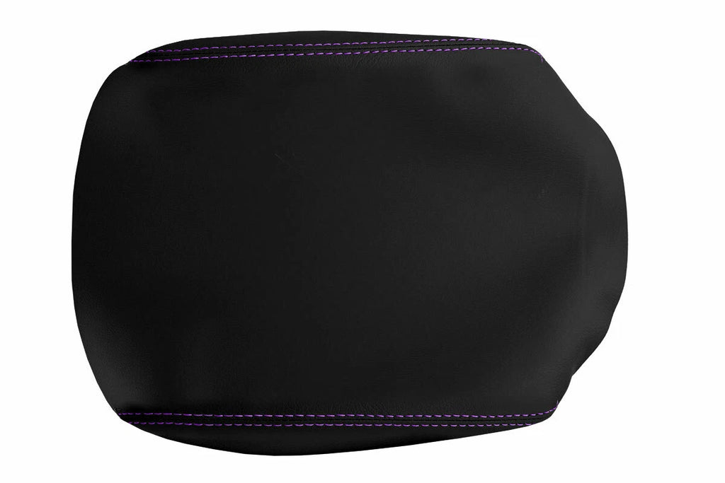 Leather Console Lid Armrest Cover for Honda Pilot (2003–2008) Purple Stitch