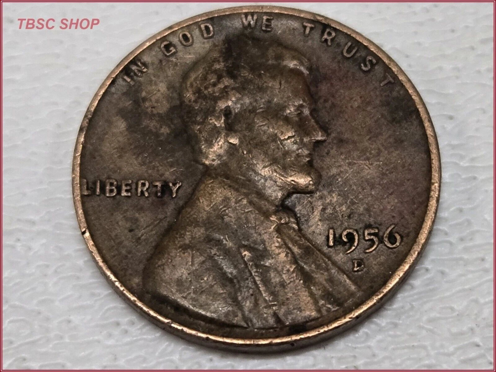 Wheat Penny ERROR L On Rim for 1956