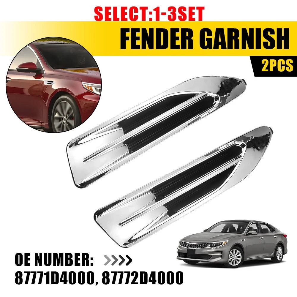 Set of 2 Chrome Front Fender Garnish Side Molding for Kia Optima (2016–2018)