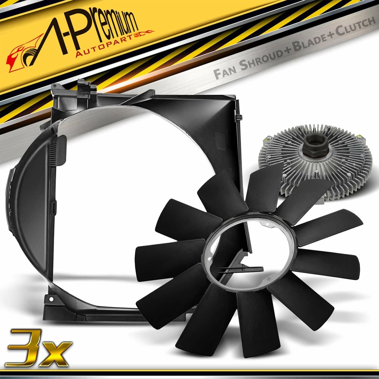 3 Cooling Fan Shroud, Blade & Clutch Kit for BMW E46 (1998–2006)