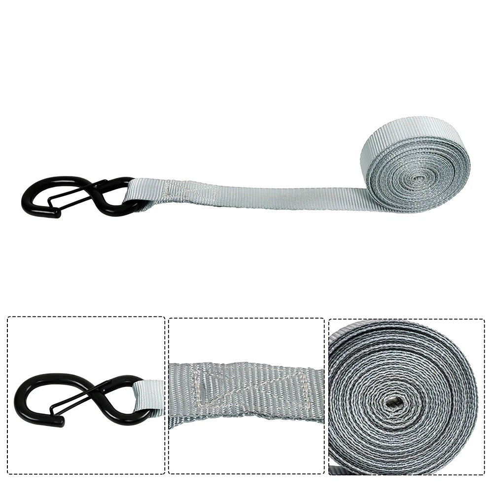 Set of 4 Ratchet Tie Down Straps for Truck (15ft, 2200lb Break Strength)