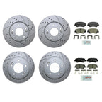 Front Rear Brake Kit Set of 4 Drilled Rotors Bosch Ceramic Pads for Hyundai Kia