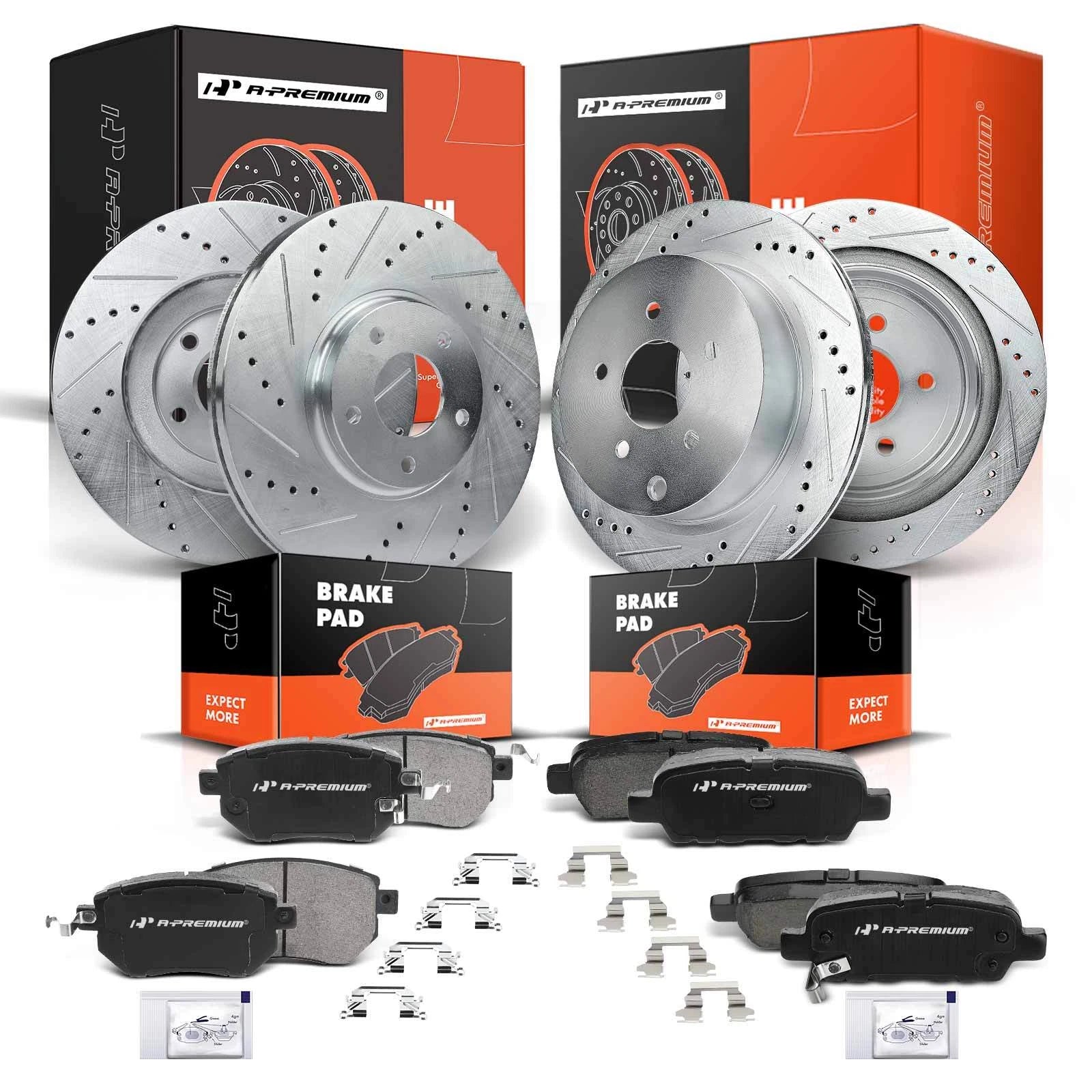 Drilled Brake Rotors & Brake Pads Set for Infiniti FX35 (2003–2008)