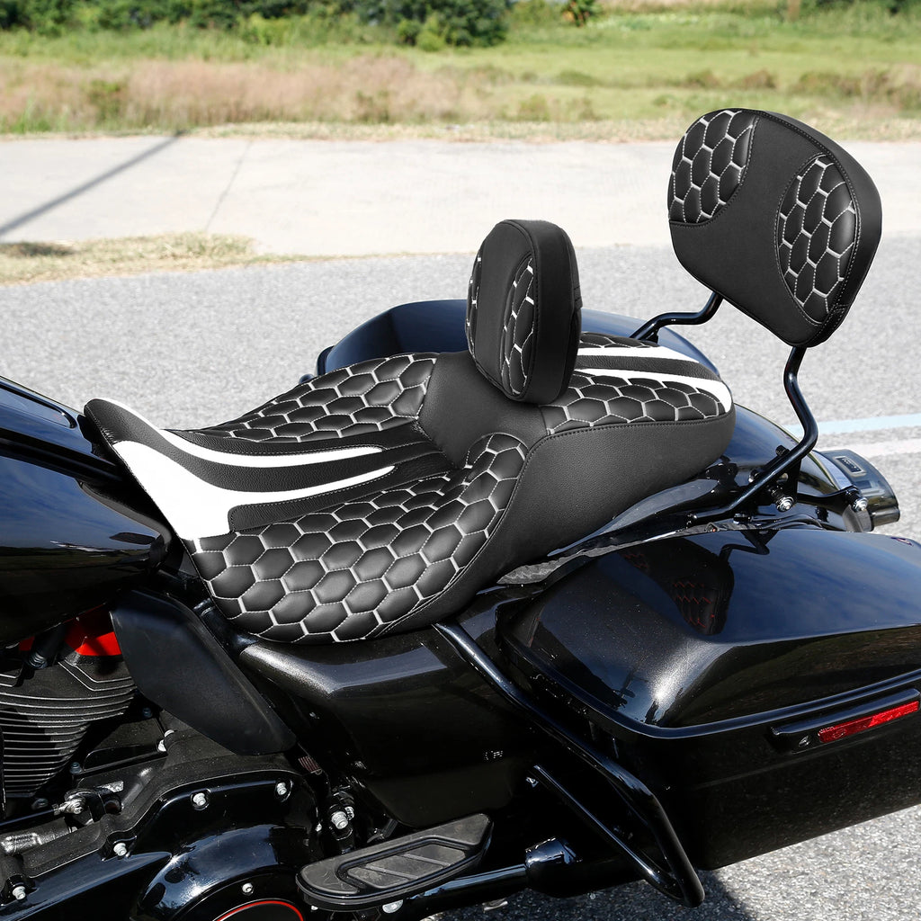 Driver Passenger Seat & Backrest Sissy Bar Pad for Harley Street Glide (2009–2023)