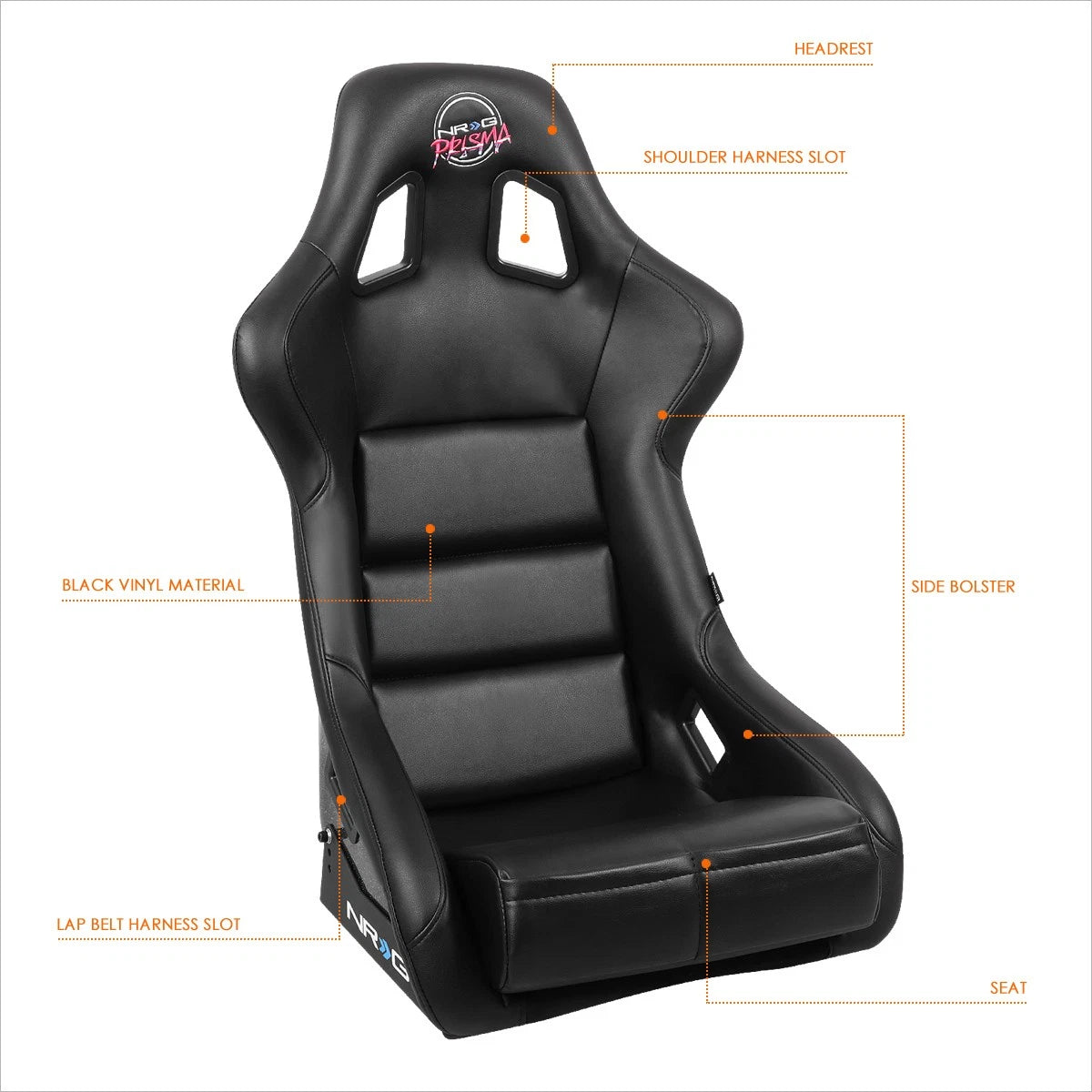 NRG FRP-302BK-V Bucket Seat for Universal Fit (Large Size)