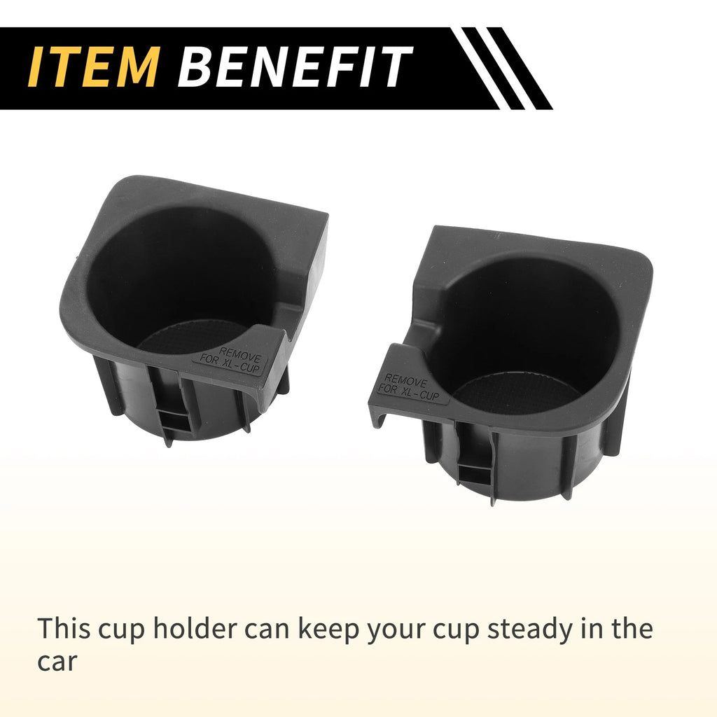 Set of 2 Center Console Cup Holder Inserts for Toyota Tacoma (2010–2015) No. 6699204012 Black