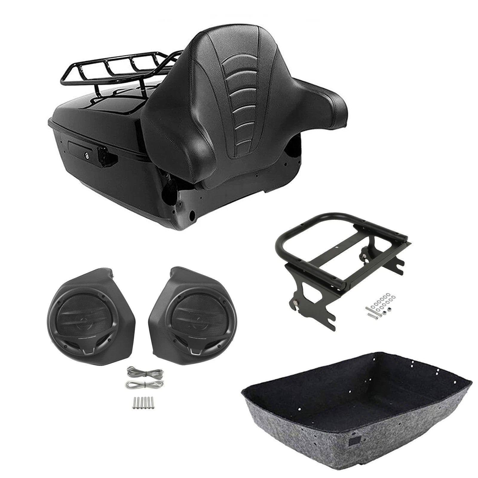 Trunk Backrest Rack Speaker Mount for Harley Touring Street Glide (1997–2008)
