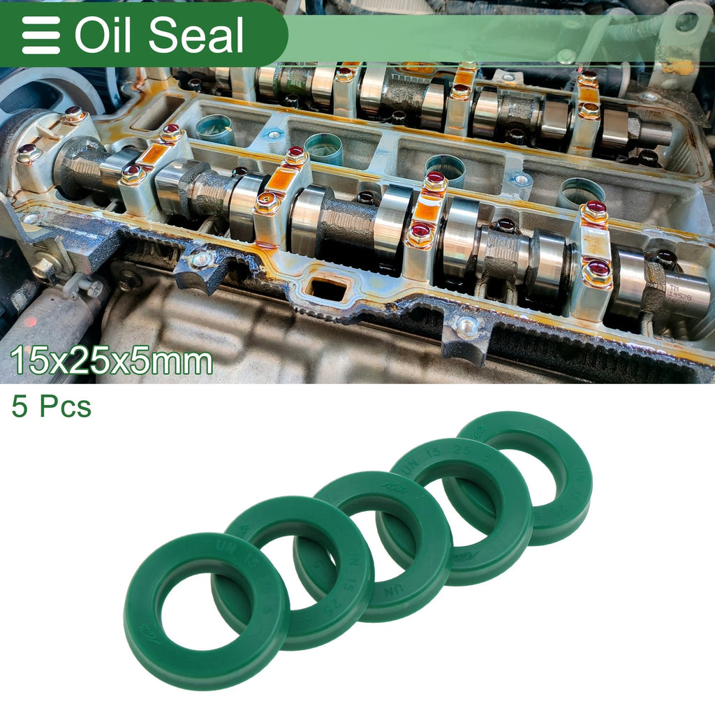 Set of 5 Oil Seal Ring 15x25x5mm for Rotary Shaft (High Pressure)