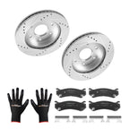 Front Drilled Brake Rotors and Ceramic Pads Kit for Chevrolet Avalanche 1500 (2002-2006)