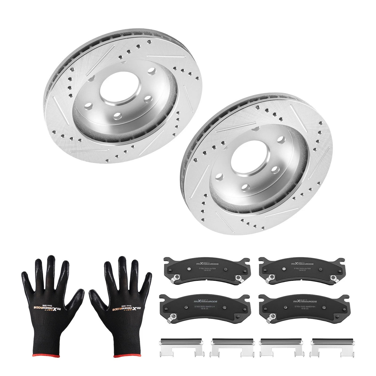 Front Drilled Brake Rotors and Ceramic Pads Kit for Chevrolet Avalanche 1500 (2002-2006)