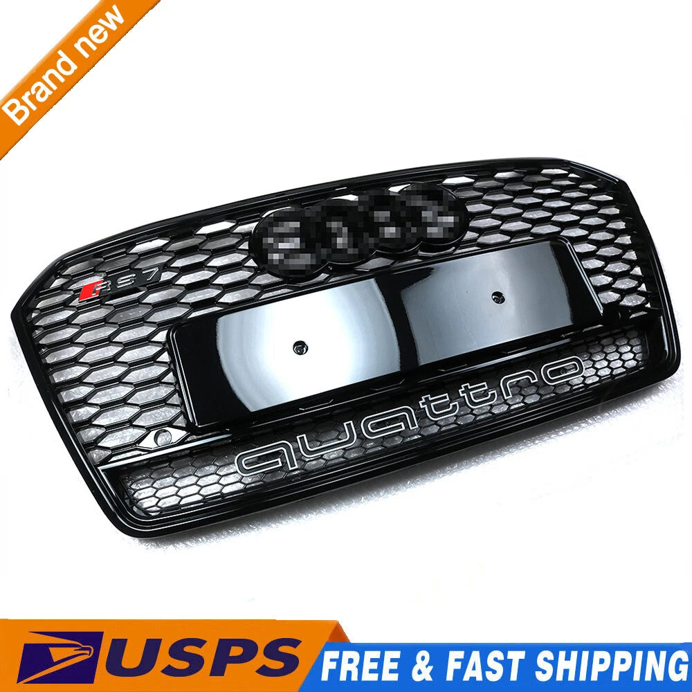 Front Honeycomb Mesh Grill for Audi A7 S7 RS7 (2016–2018) W/ Quattro