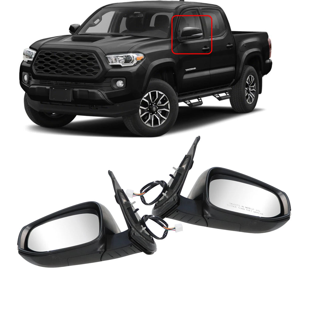 LH & RH Black Powered Heated Mirror with Signal Light for Toyota Tacoma (2016–2021)