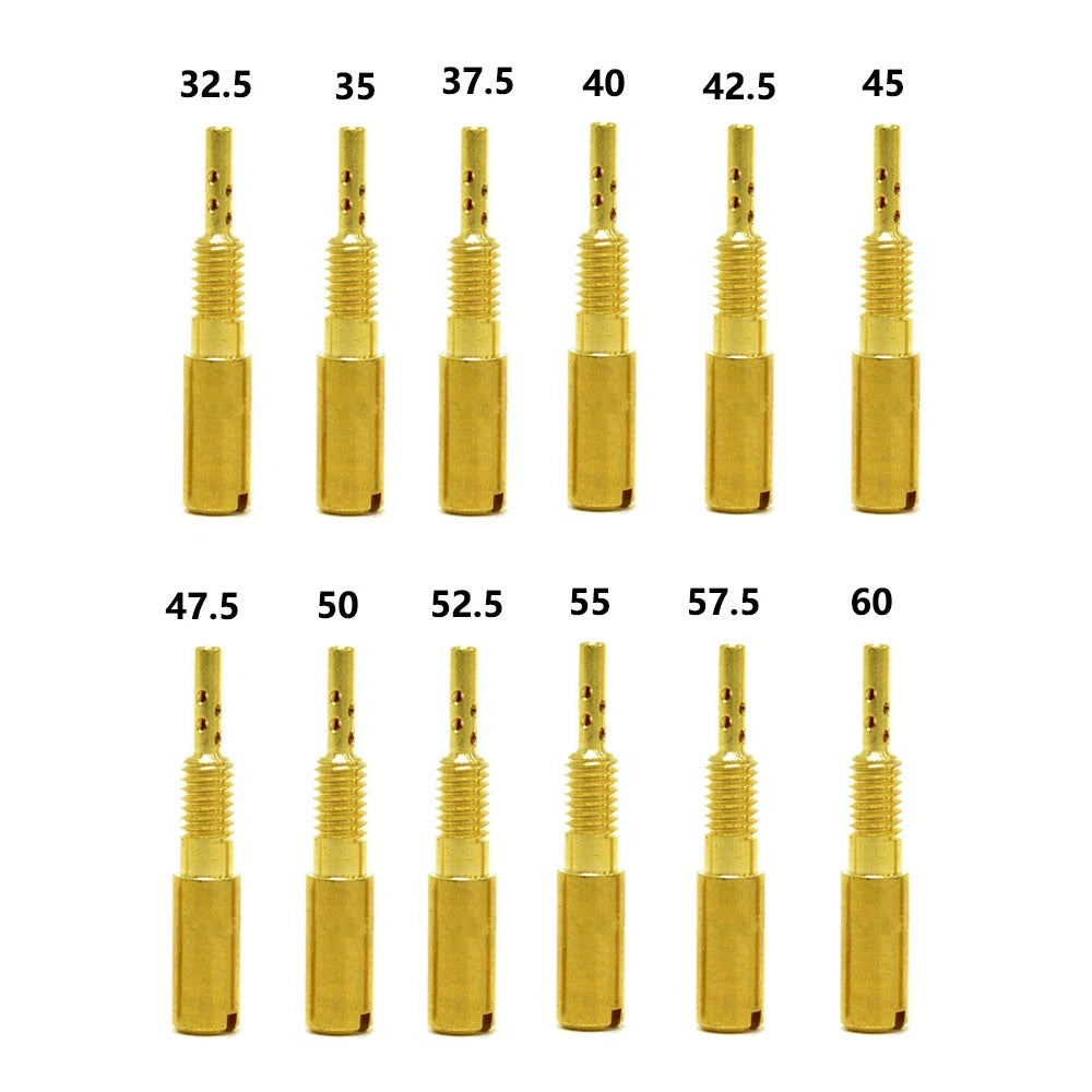 12Pcs Carb Idle Jet Slow Pilot Jets 32.5-60 for Mikuni TM VM28/486 HSR42/45/48