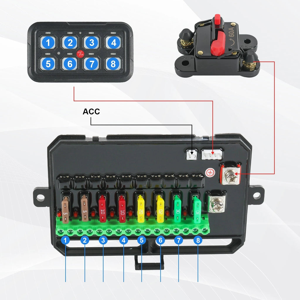 8 Gang LED Switch Panel Kit for Off-Road Vehicles