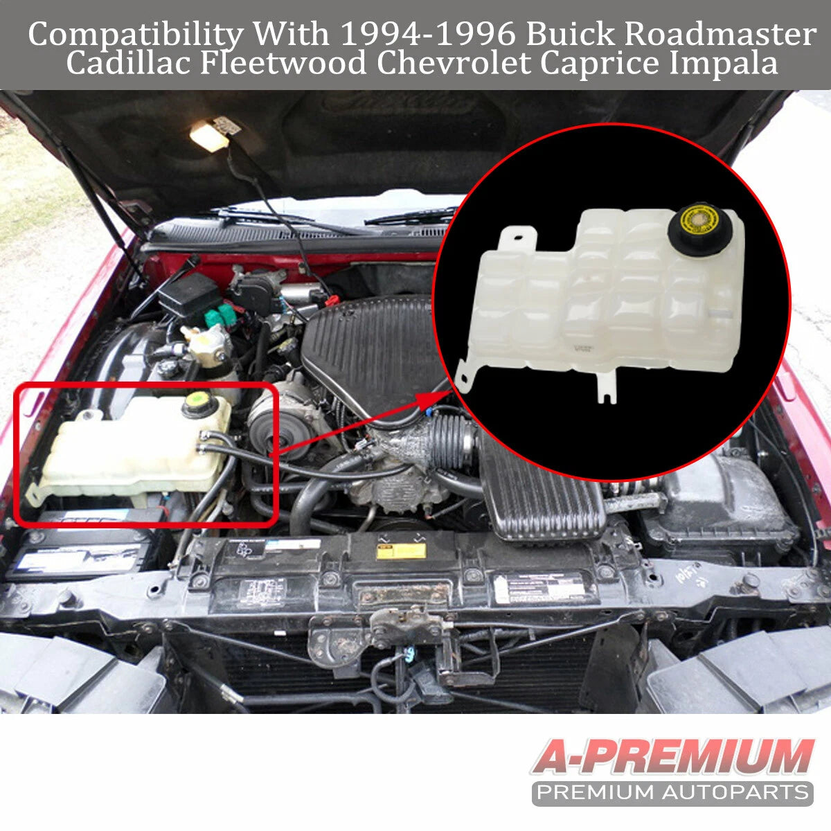 Engine Coolant Reservoir Tank with Sensor for Chevy Impala (1994-1996)
