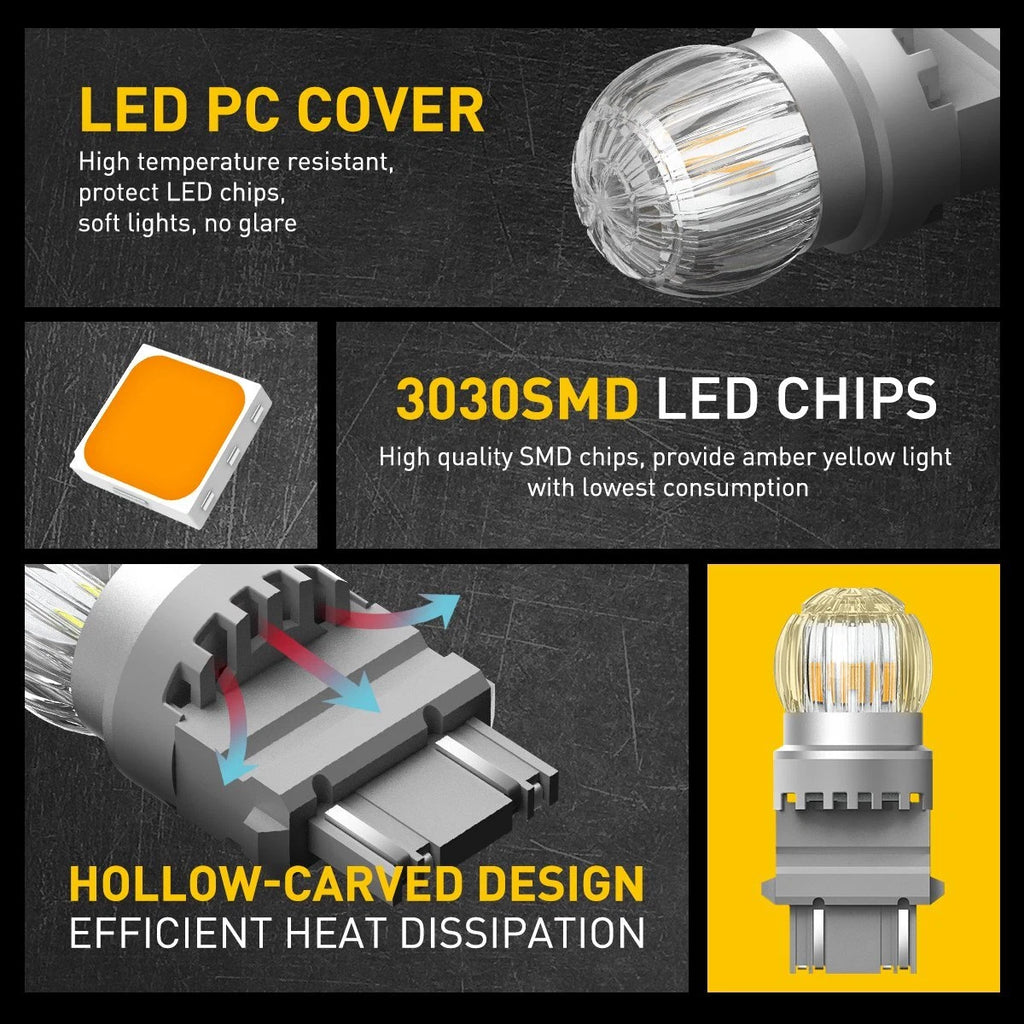 2X Amber Yellow LED Turn Signal Bulbs for Make Model (YYYY–YYYY)