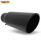 Exhaust Muffler for - 3" Inlet, 4" Outlet, Black Tip