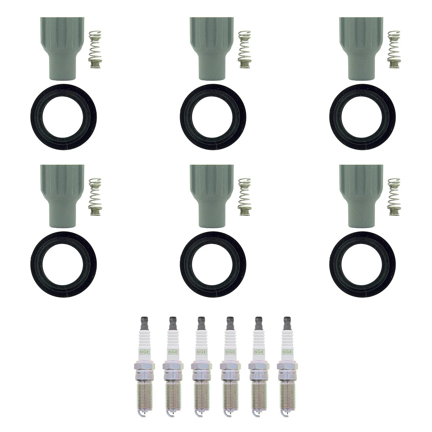 Set of 6 NGK G-Power Platinum Spark Plugs & Coil Boots for Camaro Impala Terrain (V6)
