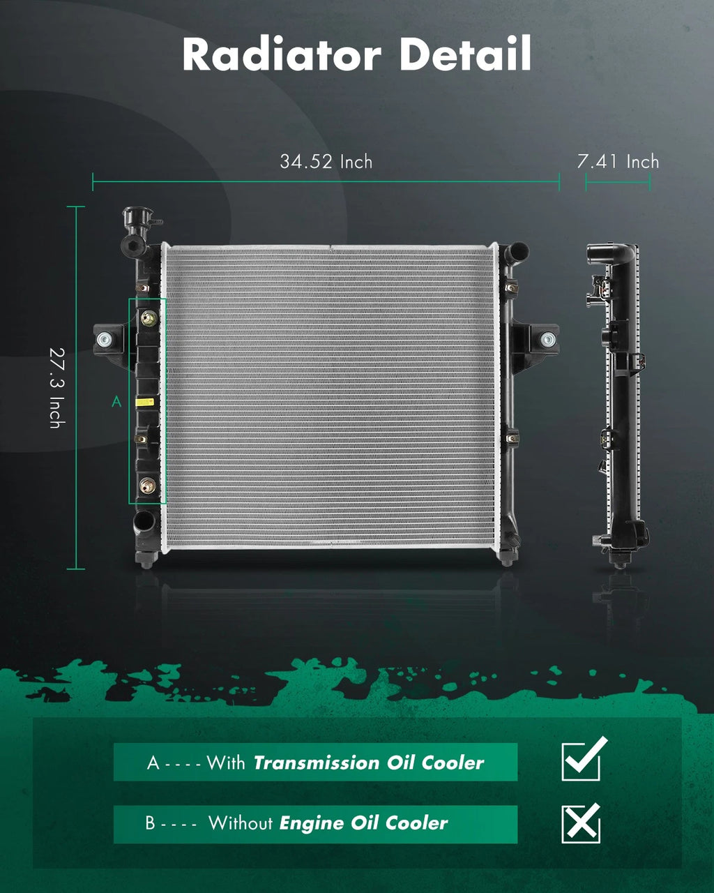 Aluminum Radiator for Jeep Grand Cherokee 1999–2004 4.0L L6 (Part # 2262)