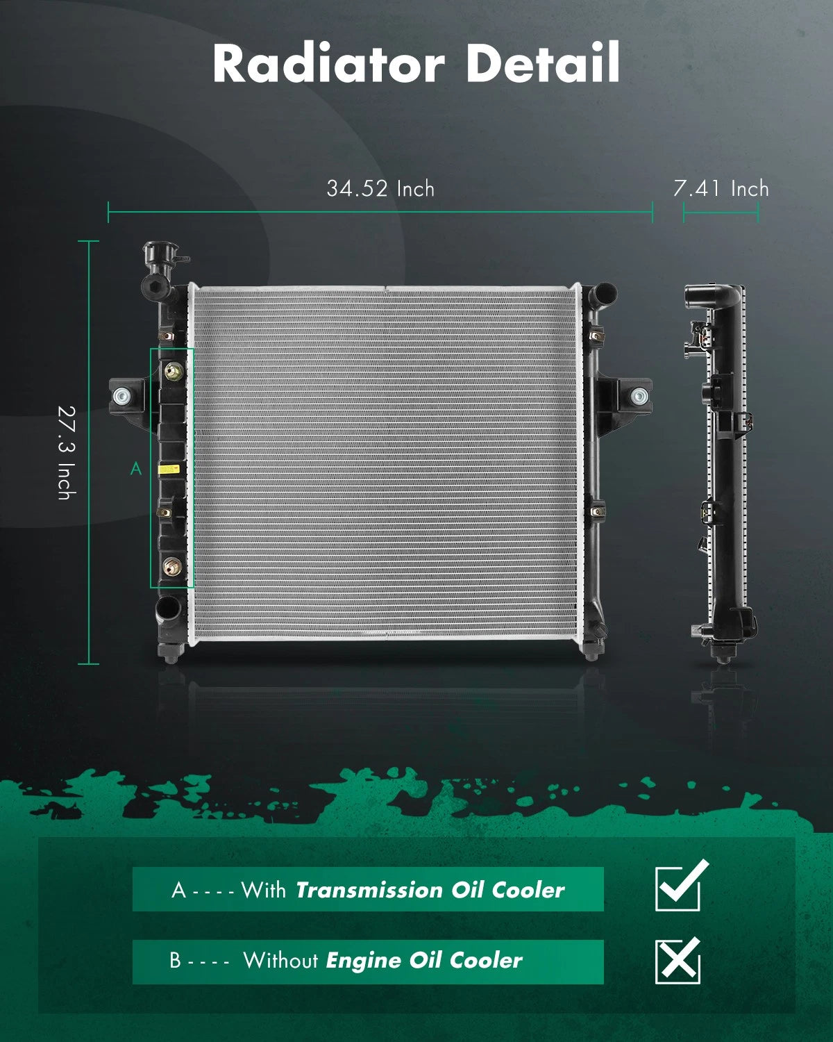 Aluminum Radiator for Jeep Grand Cherokee 1999–2004 4.0L L6 (Part # 2262)