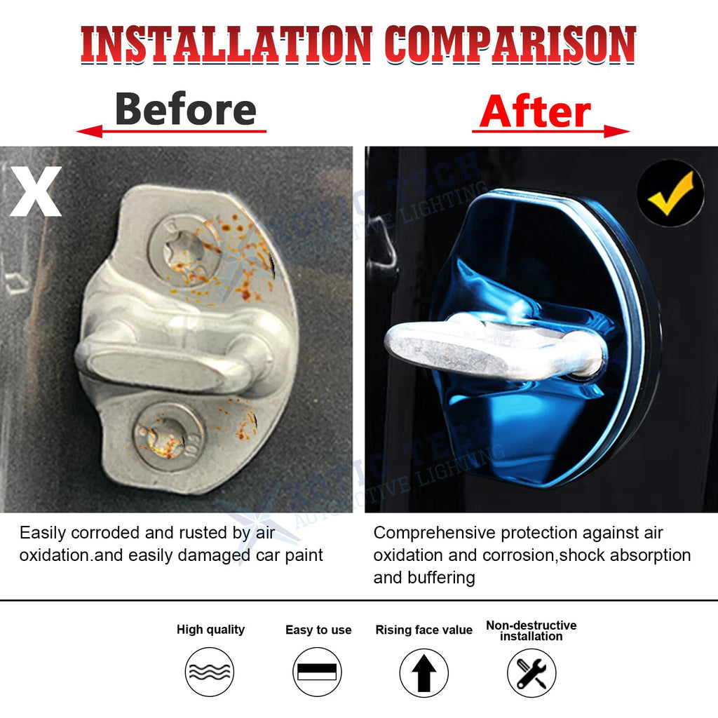 4PCS Blue Door Lock Cover for Tesla Model 3 & Model Y (2017-2024)