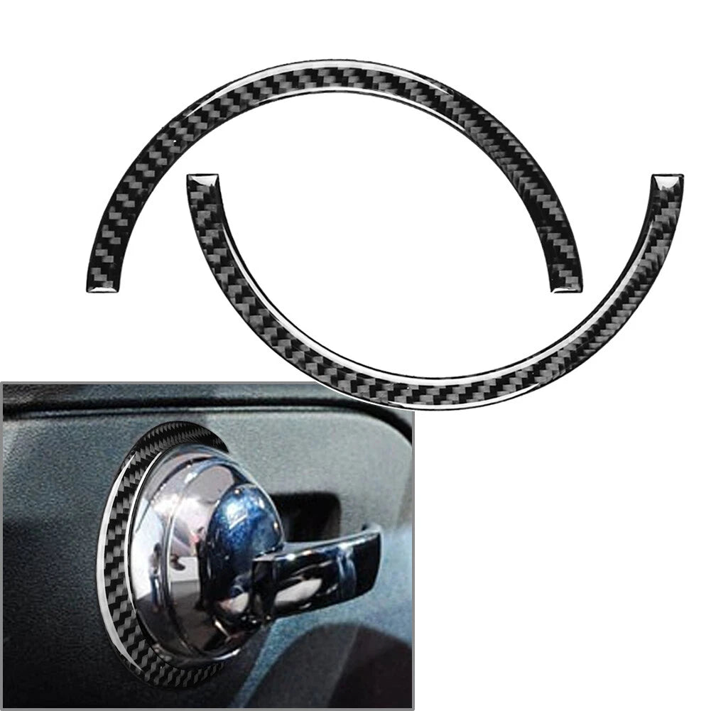 Carbon Fiber Interior Door Handle Ring Trim Cover for Fiat 500 (2012–2015)