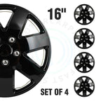 Set of 4 Black 16" Wheel Hub Caps for R16 Tire 5 Lug Wheels