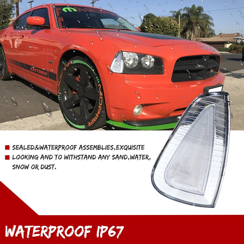 2X Clear Front Corner Turn Signal Light Housings for Dodge Charger (2006–2010)