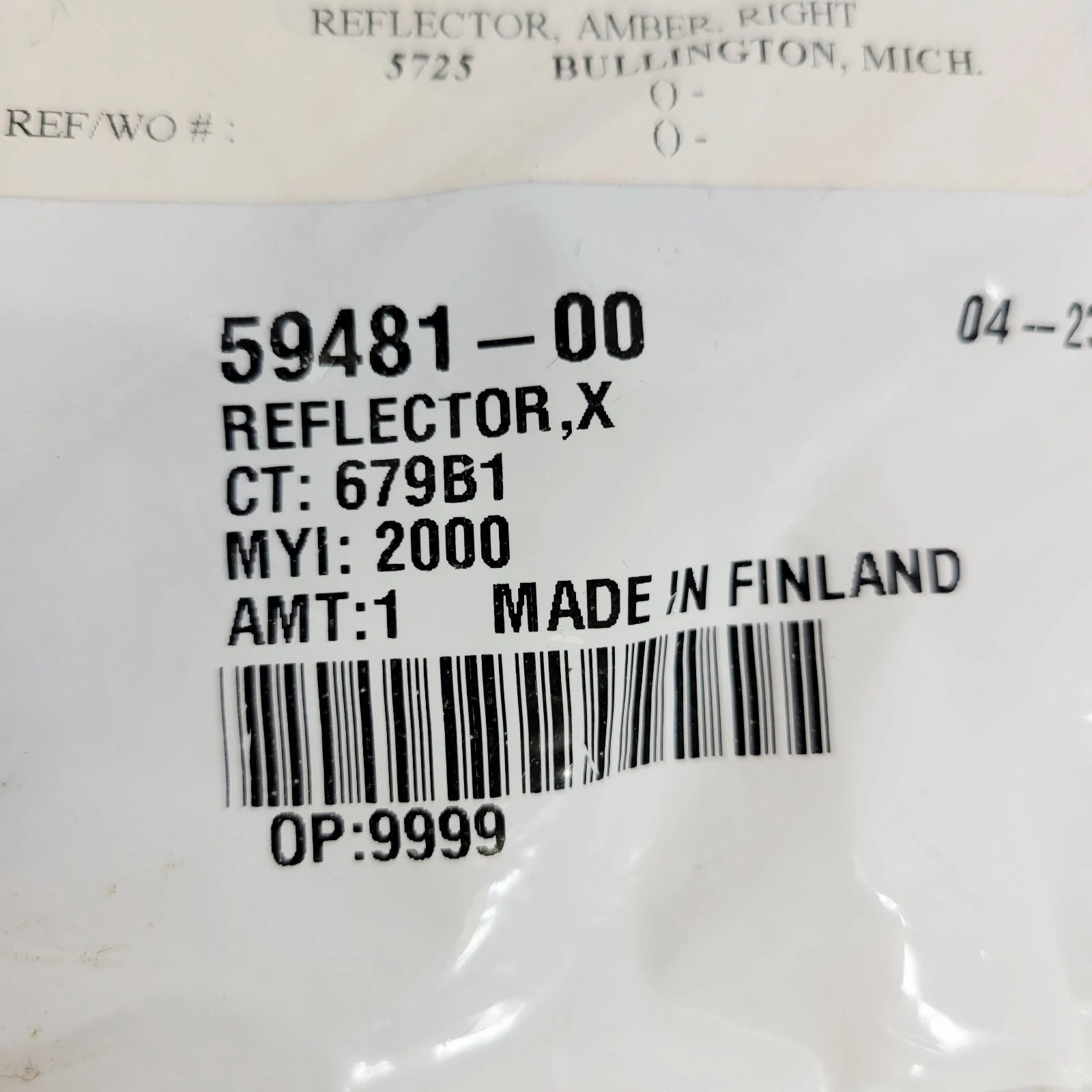 OEM Reflector RH Orange for Harley-Davidson (1990–2000) 59481-00