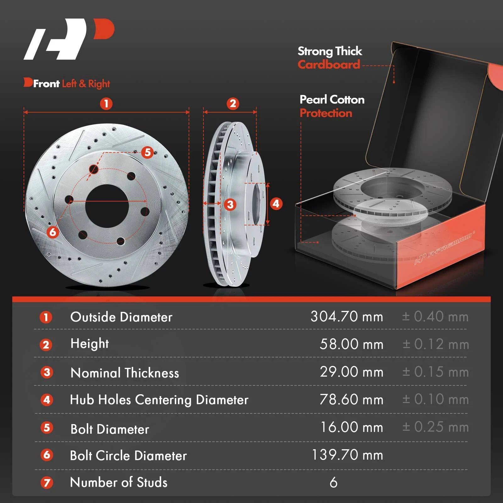 Front Drilled Brake Rotors & Ceramic Pads for Chevy Silverado 1500 (2007-2018)