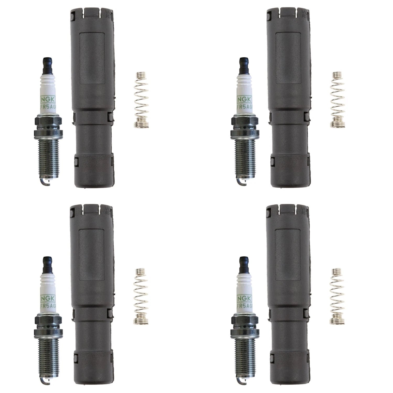 Set of 4 NGK G-Power Platinum Spark Plugs & Coil Boots for W203 C230 (2003–2005)