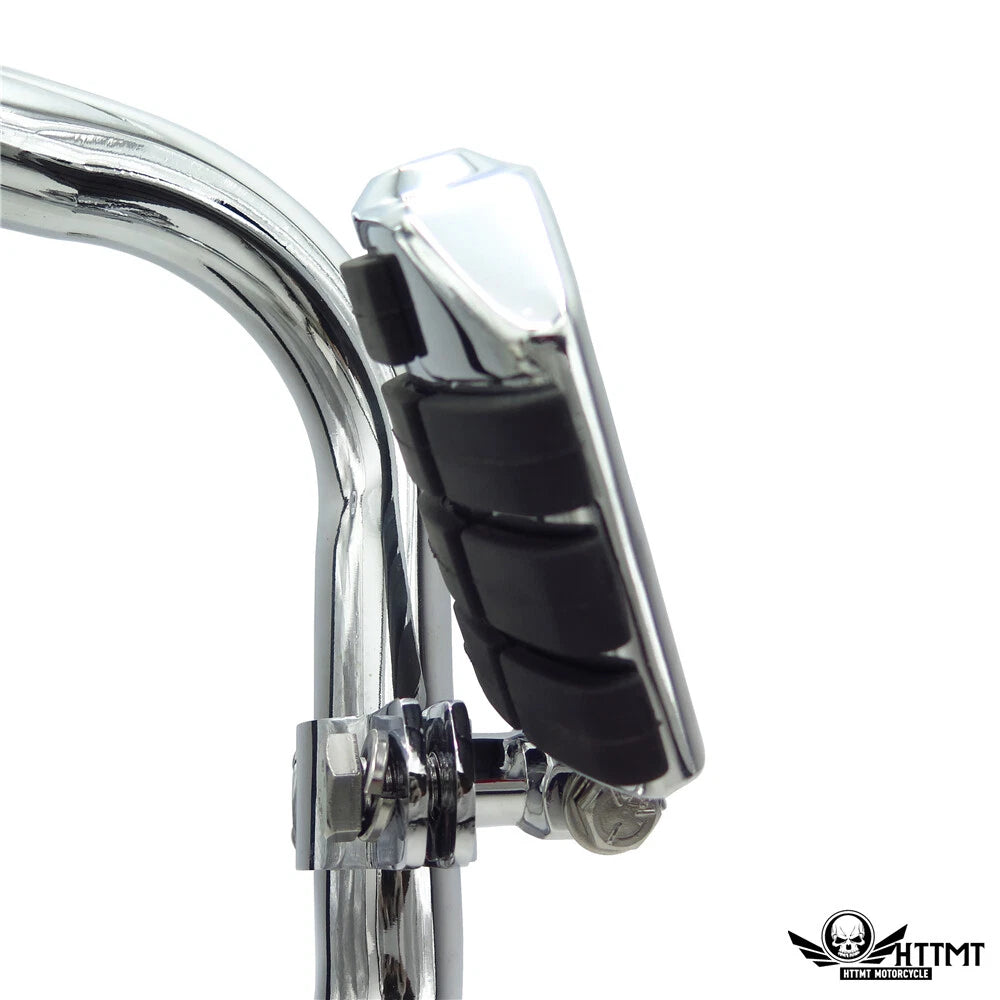 Chrome Waffle Foot Peg Clamp Kit for Harley Sportster Touring (1", 1.25")