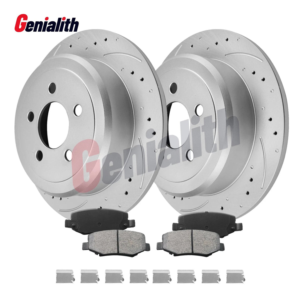 Set of 2 Rear Drilled Brake Rotors & Brake Pads for Dodge Nitro Jeep Liberty (2008–2012)