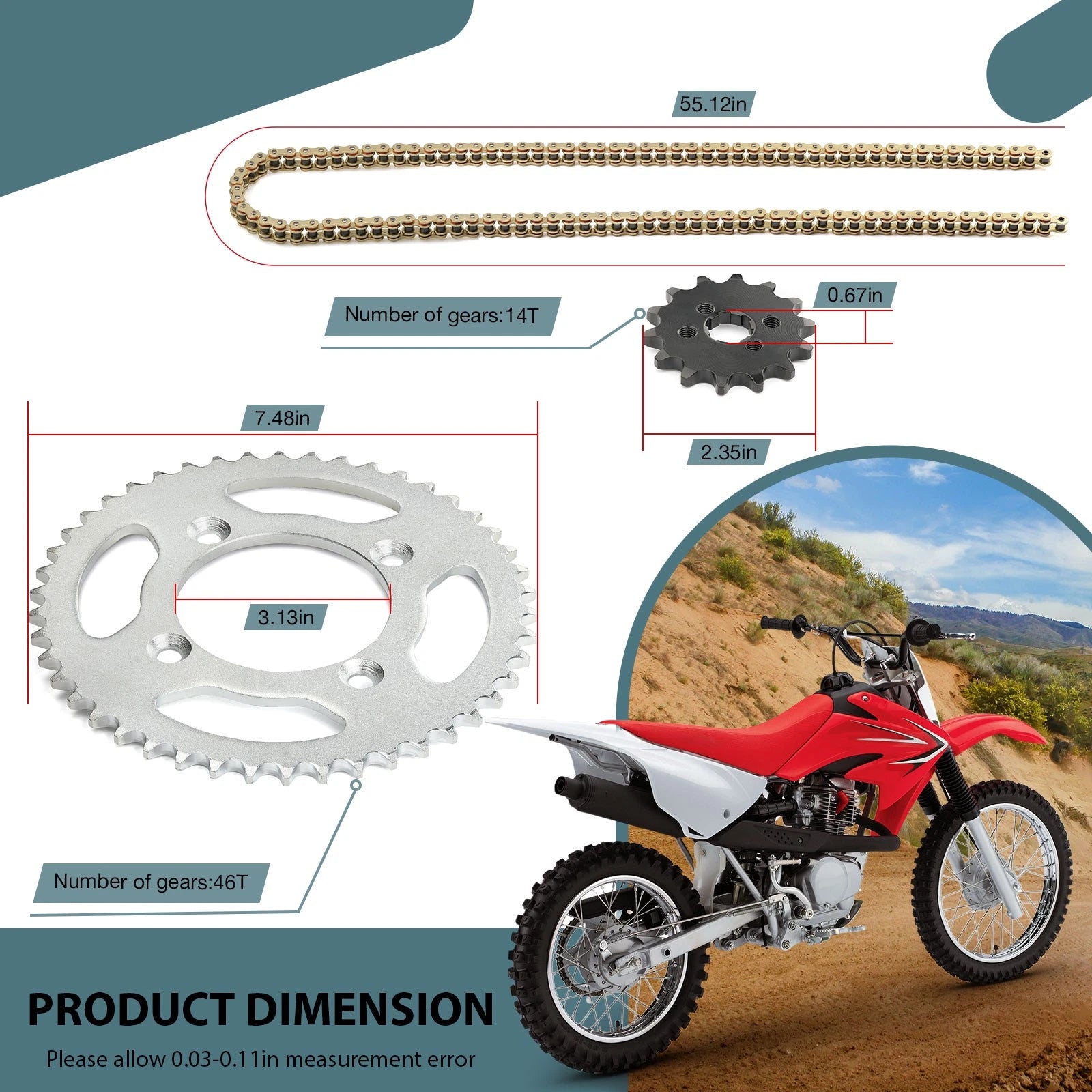 X-Ring Drive Chain & Sprockets Kit for Honda XR80R/CRF80F (1985–2013)