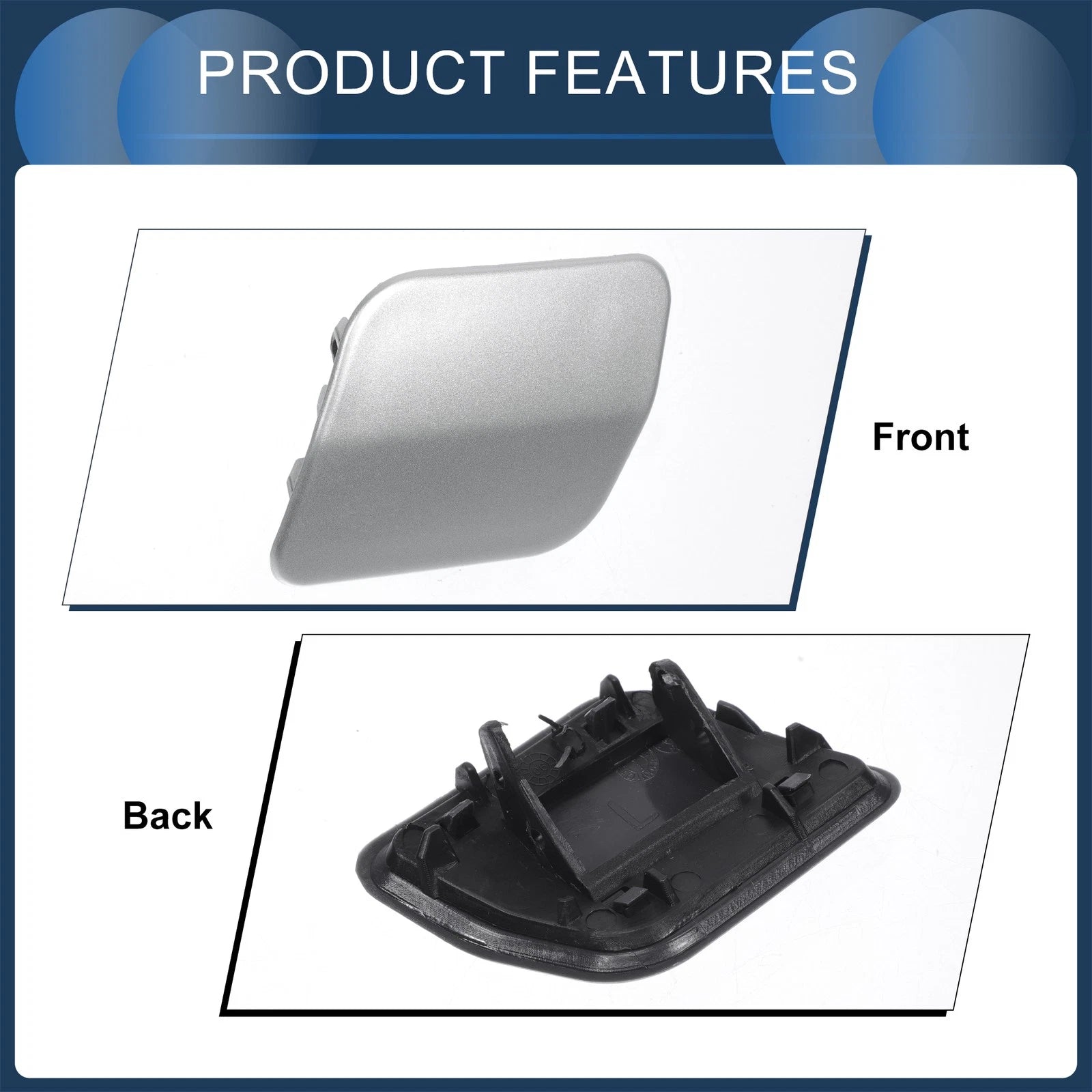Front Left Washer Nozzle Cover Cap for Volkswagen Touareg (2007–2010) Silver Tone