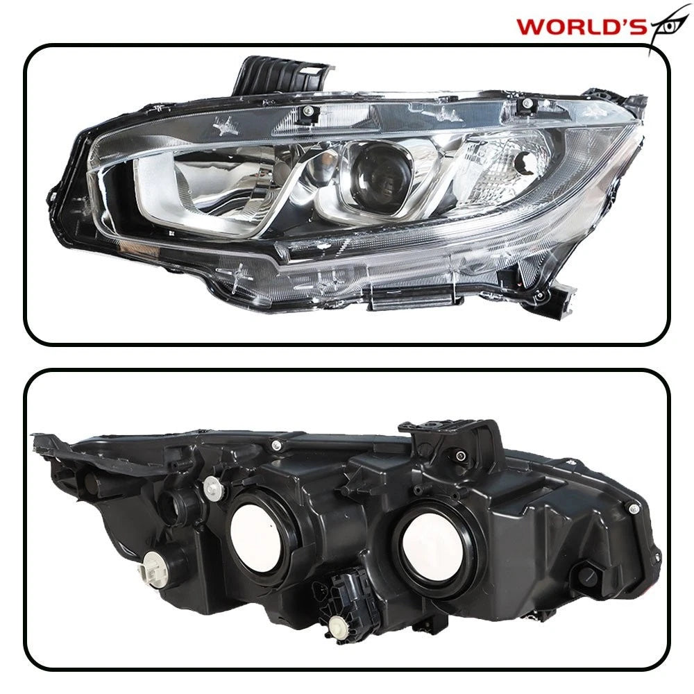 Halogen Headlight for Honda Civic (2016–2018) Chrome Driver Left