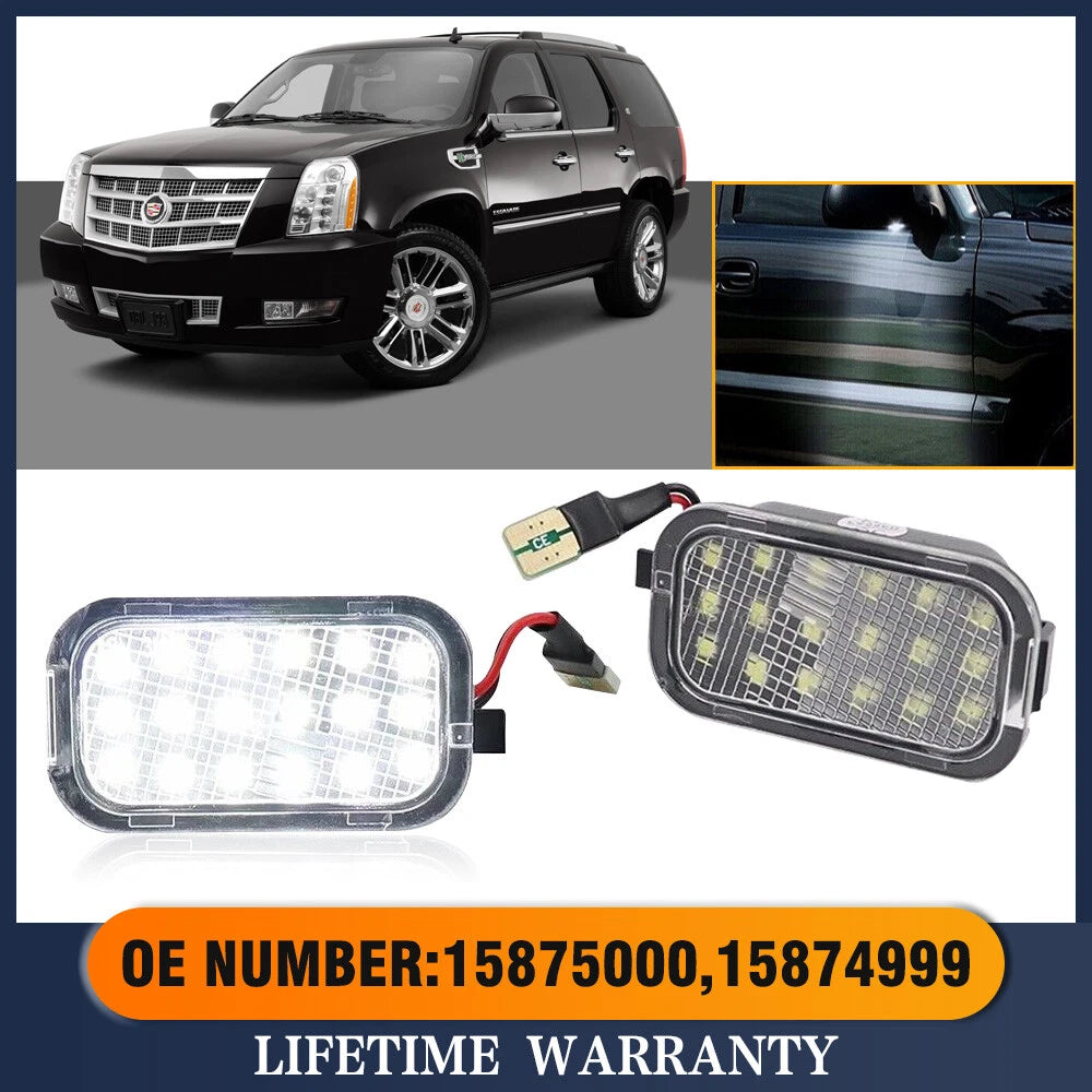 2X LED Side Mirror Puddle Light Assembly for Cadillac Escalade (2007–2014)